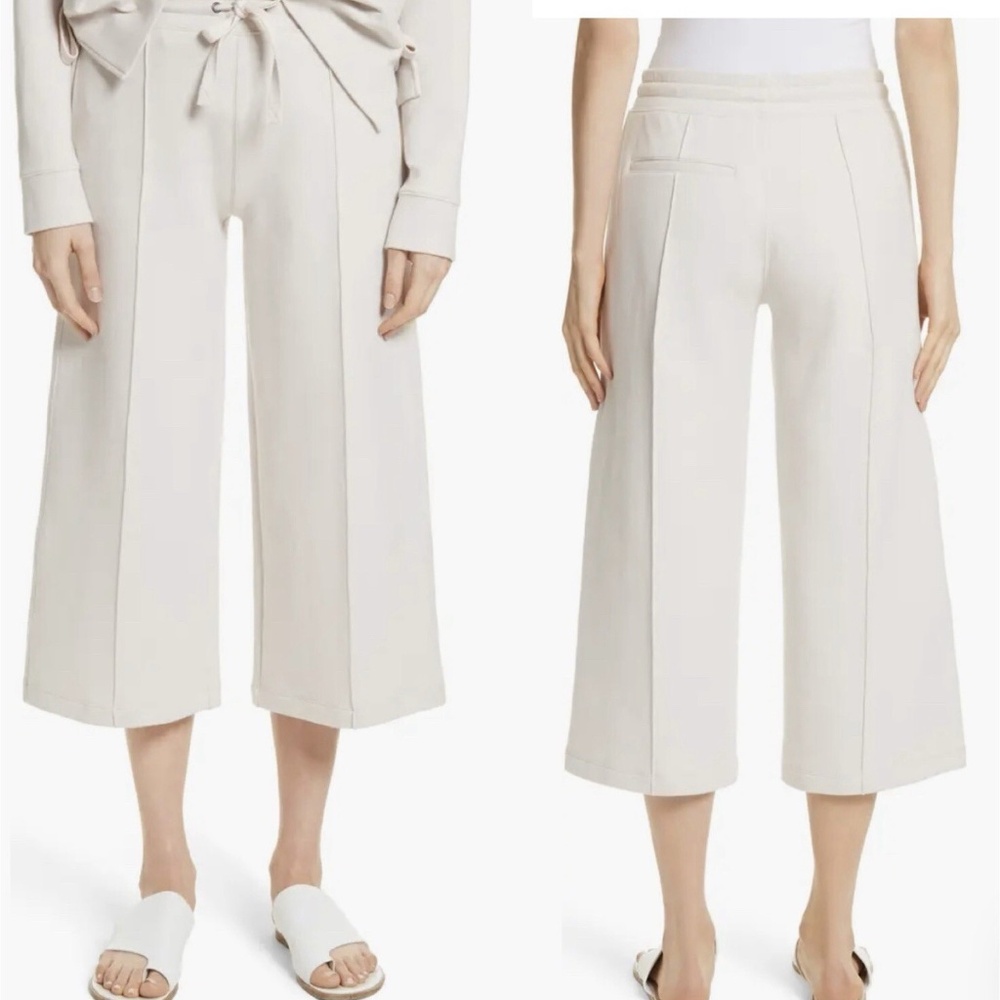 VINCE Jersey Culotte Pants Sandstone Seamed Elegant Knit Stretchy Trousers S NWT